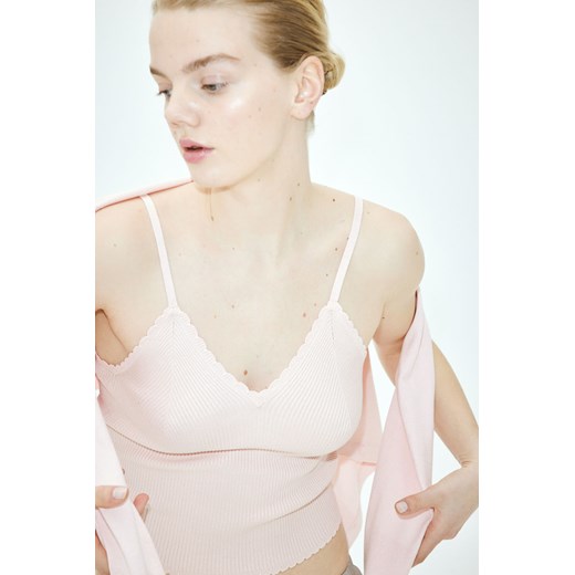 H & M - Dzianinowy top na ramiączkach - Różowy ze sklepu H&M w kategorii Bluzki damskie - zdjęcie 170886297