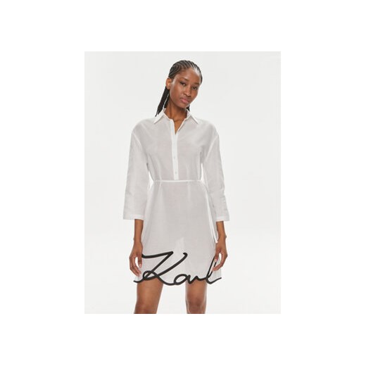 KARL LAGERFELD Sukienka plażowa 240W2205 Biały Regular Fit ze sklepu MODIVO w kategorii Odzież plażowa - zdjęcie 170887996