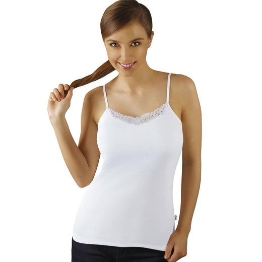 Koszulka damska biała na cienkich ramiączkach Sila, Kolor biały, Rozmiar M, EMILI ze sklepu Primodo w kategorii Podkoszulki i halki - zdjęcie 170888116
