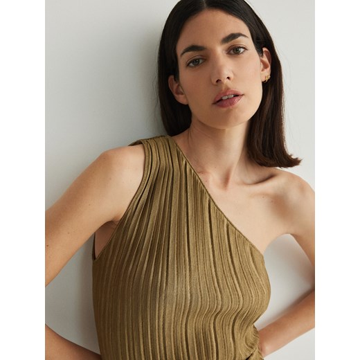 Sukienka Reserved dopasowana z okrągłym dekoltem bez rękawów mini 