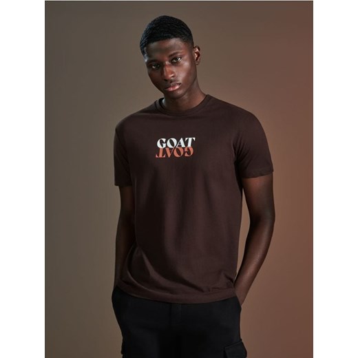 Sinsay - Koszulka z nadrukiem - brązowy ze sklepu Sinsay w kategorii T-shirty męskie - zdjęcie 170892629