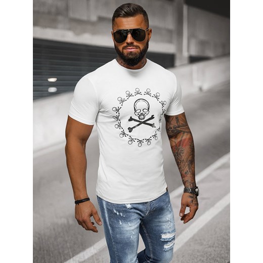 T-shirt męski slim fit biały OZONEE NB/MT3068 ze sklepu ozonee.pl w kategorii T-shirty męskie - zdjęcie 170892857