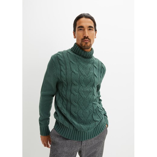 Sweter z golfem, w warkocze ze sklepu bonprix w kategorii Swetry męskie - zdjęcie 170893495