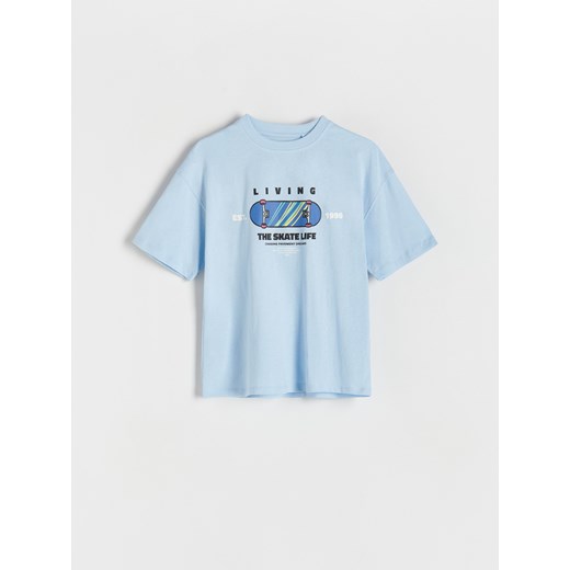 Reserved - T-shirt oversize z nadrukiem - jasnoniebieski ze sklepu Reserved w kategorii T-shirty chłopięce - zdjęcie 170894256