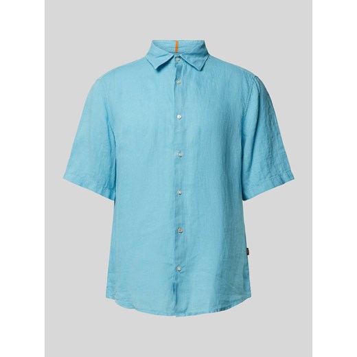Koszula lniana o kroju regular fit z rękawem o dł. 1/2 model ‘Rash’ ze sklepu Peek&Cloppenburg  w kategorii Koszule męskie - zdjęcie 170894938