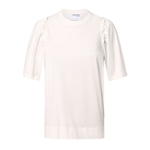 Selected Femme Koszulka damska - SLFPenelope Kobiety Bawełna biały jednolity ze sklepu vangraaf w kategorii Bluzki damskie - zdjęcie 170896436