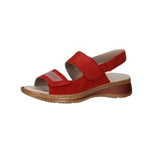 Ara Shoes Skórzane sandały w kolorze czerwonym na koturnie ze sklepu Limango Polska w kategorii Sandały damskie - zdjęcie 170901478