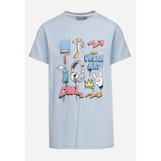 Jasnoniebieska Koszulka Bawełniana T-shirt z Nadrukiem Ralora ze sklepu Born2be Odzież w kategorii T-shirty chłopięce - zdjęcie 170907886