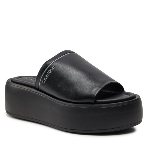 Klapki Calvin Klein Flatform Slide Lth HW0HW01943 Black BEH Calvin Klein 40 eobuwie.pl