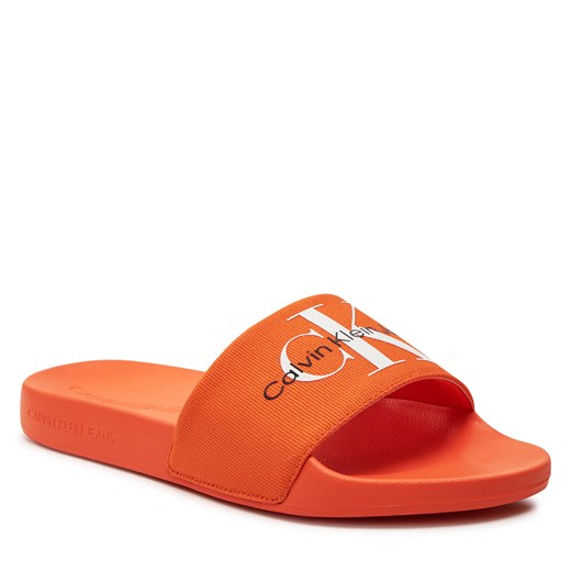Klapki Calvin Klein Jeans Slide Monogram Co YM0YM00061 Vibrant Orange/Bright 46 eobuwie.pl