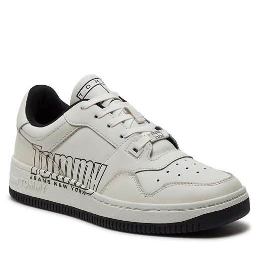 Sneakersy Tommy Jeans Tjm Basket Logo EM0EM01257 Ecru YBL Tommy Jeans 45 eobuwie.pl okazyjna cena