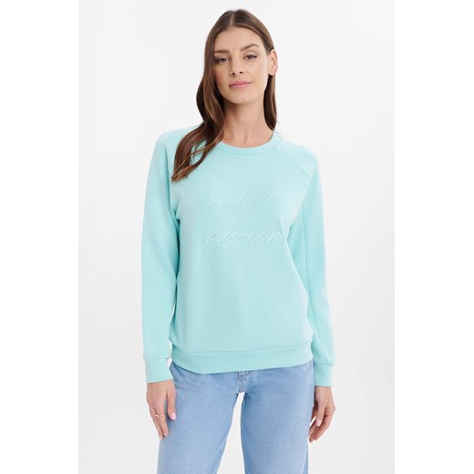 Miętowa bluza damska nierozpinana z napisem ze sklepu 5.10.15 w kategorii Bluzy damskie - zdjęcie 170910948
