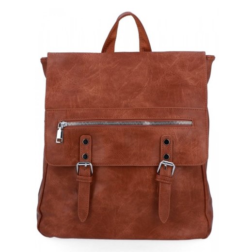 Plecak Damski w Stylu Vintage XL firmy Herisson Brązowy ze sklepu torbs.pl w kategorii Plecaki - zdjęcie 170911459