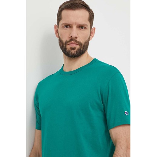 Champion t-shirt bawełniany męski kolor zielony gładki 220016 ze sklepu ANSWEAR.com w kategorii T-shirty męskie - zdjęcie 170912146