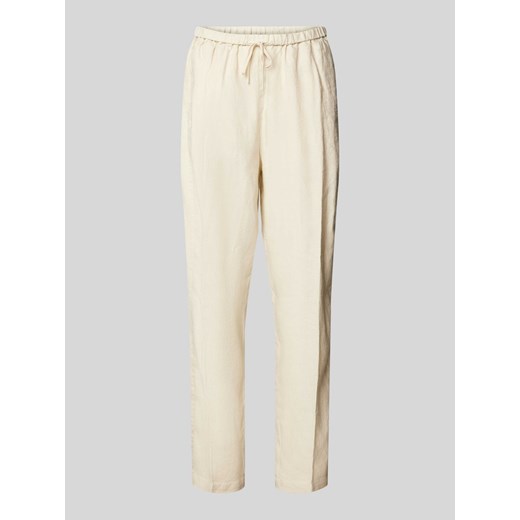 Spodnie lniane o kroju tapered fit w kant model ‘CASUAL LINEN’ ze sklepu Peek&Cloppenburg  w kategorii Spodnie damskie - zdjęcie 170913326