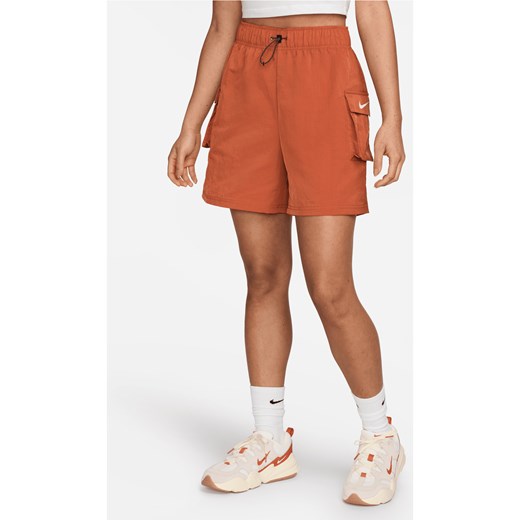 Damskie spodenki z tkaniny z wysokim stanem Nike Sportswear Essential - Pomarańczowy ze sklepu Nike poland w kategorii Szorty - zdjęcie 170913907
