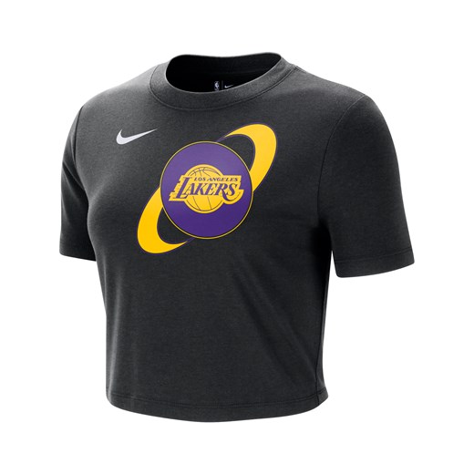 T-shirt damski o skróconym dopasowanym kroju Nike NBA Los Angeles Lakers Courtside - Czerń ze sklepu Nike poland w kategorii Bluzki damskie - zdjęcie 170914087