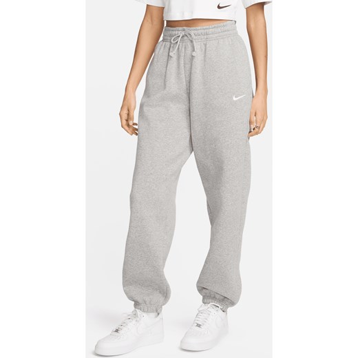 Damskie spodnie dresowe o kroju oversize z wysokim stanem Nike Sportswear Phoenix Fleece - Szary ze sklepu Nike poland w kategorii Spodnie damskie - zdjęcie 170914345