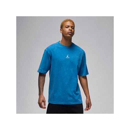 T-shirt męski Jordan niebieski z bawełny z krótkim rękawem 
