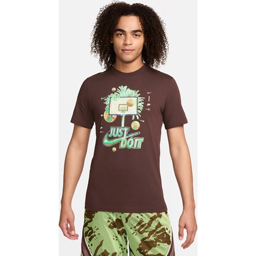Męski T-shirt do koszykówki Nike - Brązowy ze sklepu Nike poland w kategorii T-shirty męskie - zdjęcie 170914499