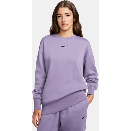 Damska bluza dresowa z półokrągłym dekoltem o kroju oversize Nike Sportswear Phoenix Fleece - Fiolet ze sklepu Nike poland w kategorii Bluzy damskie - zdjęcie 170914586