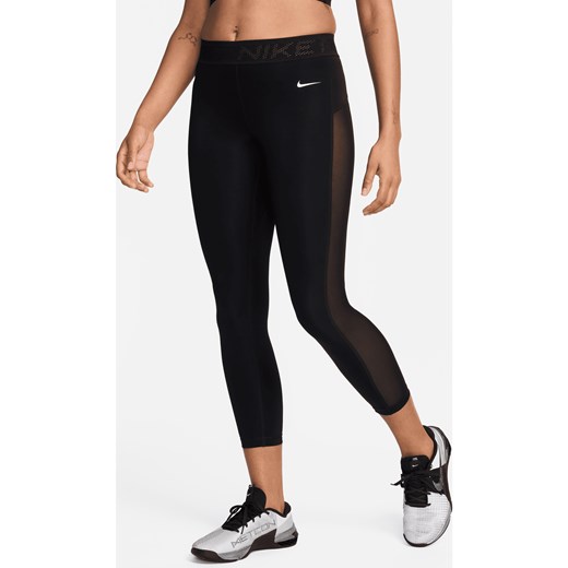 Damskie legginsy 7/8 ze średnim stanem i wstawkami z siateczki Nike Pro - Czerń ze sklepu Nike poland w kategorii Spodnie damskie - zdjęcie 170914647