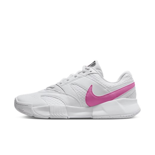 Buty sportowe damskie Nike dla tenisistów białe sznurowane z gumy na płaskiej podeszwie 