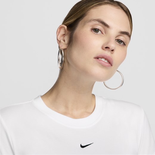 Bluzka damska biała Nike z okrągłym dekoltem w stylu klasycznym 