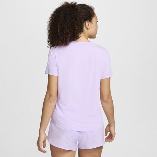 Fioletowa bluzka damska Nike z okrągłym dekoltem z krótkimi rękawami 