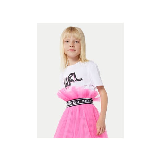 Karl Lagerfeld Kids T-Shirt Z30114 D Biały Regular Fit ze sklepu MODIVO w kategorii Bluzki dziewczęce - zdjęcie 170918237
