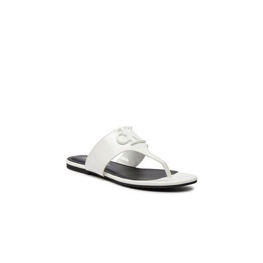 Calvin Klein Jeans Japonki Flat Sandal Slide Toepost Mg Met YW0YW01342 Biały 36 MODIVO