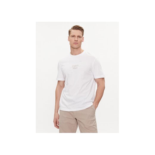 Calvin Klein T-Shirt Line Logo K10K112489 Biały Regular Fit ze sklepu MODIVO w kategorii T-shirty męskie - zdjęcie 170918636