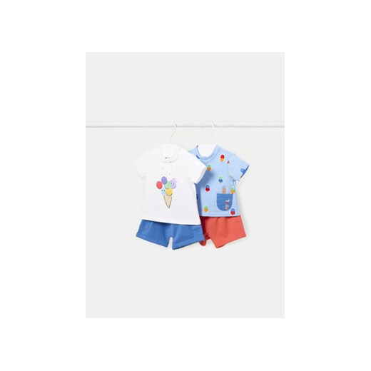 Mayoral Komplet 2 t-shirtów i spodenek 1627 Kolorowy Regular Fit ze sklepu MODIVO w kategorii Komplety niemowlęce - zdjęcie 170919017