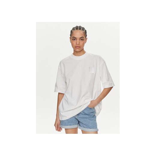 Calvin Klein Jeans T-Shirt Warp Logo J20J223166 Biały Boyfriend Fit ze sklepu MODIVO w kategorii Bluzki damskie - zdjęcie 170919156