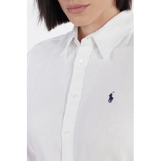 Sukienka biała Polo Ralph Lauren z paskiem koszulowa z lnu 