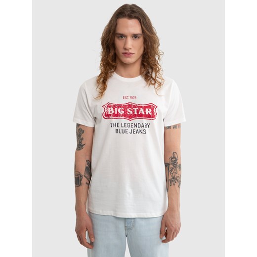 Koszulka męska z nadrukiem z linii Authentic biała Millaner 100 ze sklepu Big Star w kategorii T-shirty męskie - zdjęcie 170920826