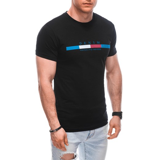 T-shirt męski z nadrukiem 1919S - czarny ze sklepu Edoti w kategorii T-shirty męskie - zdjęcie 170924937