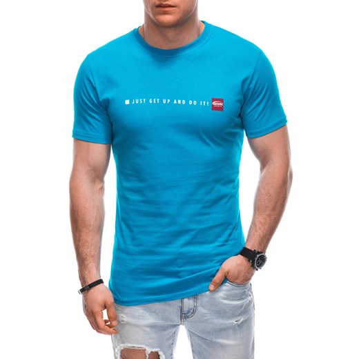 T-shirt męski z nadrukiem 1920S - jasnoniebieski ze sklepu Edoti w kategorii T-shirty męskie - zdjęcie 170924969