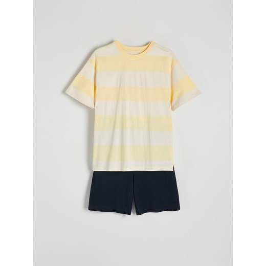 Reserved - Dwuczęściowa piżama w paski - jasnożółty ze sklepu Reserved w kategorii Piżamy męskie - zdjęcie 170925315