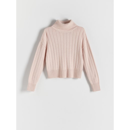 Reserved - Sweter z golfem - różowy ze sklepu Reserved w kategorii Swetry damskie - zdjęcie 170925565