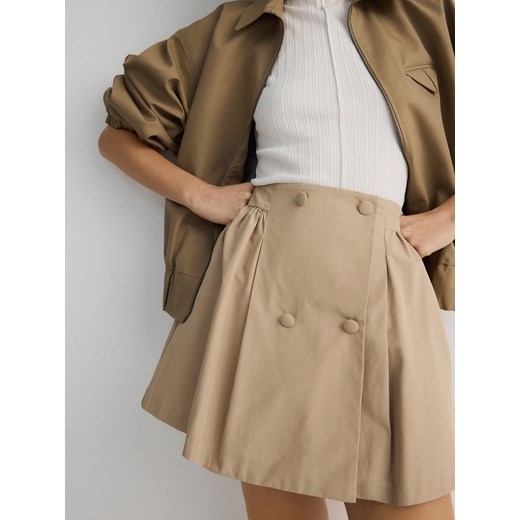 Reserved - Rozkloszowana spódnica mini - kremowy ze sklepu Reserved w kategorii Spódnice - zdjęcie 170926117
