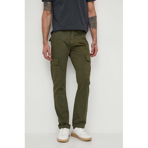 Alpha Industries spodnie bawełniane Agent Pant kolor zielony proste 158205.142 ze sklepu PRM w kategorii Spodnie męskie - zdjęcie 170927767