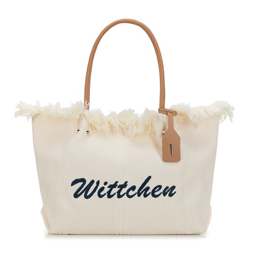Torebka shopperka z plecionki duża z frędzlami kremowa ze sklepu WITTCHEN w kategorii Torby Shopper bag - zdjęcie 170929638