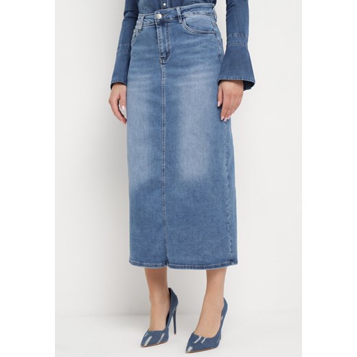 Niebieska Spódnica Jeansowa o Ołówkowym Fasonie Brunavia ze sklepu Born2be Odzież w kategorii Spódnice - zdjęcie 170931648