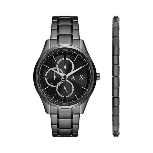 Armani Exchange zegarek i bransoletka kolor czarny ze sklepu ANSWEAR.com w kategorii Zegarki - zdjęcie 170931847