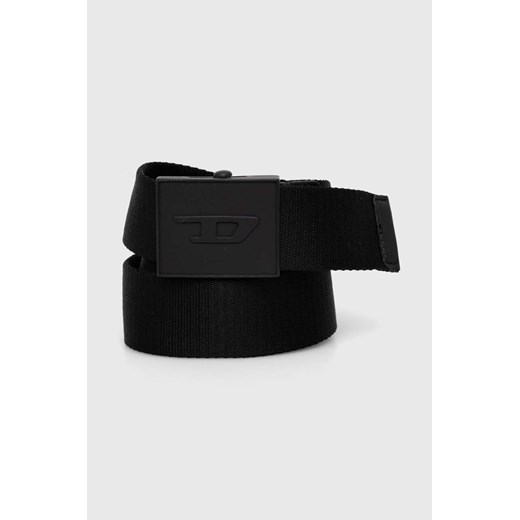 Diesel pasek D LOGO B-PLAKUE BELT męski kolor czarny X09734.P4292 ze sklepu ANSWEAR.com w kategorii Paski męskie - zdjęcie 170931925