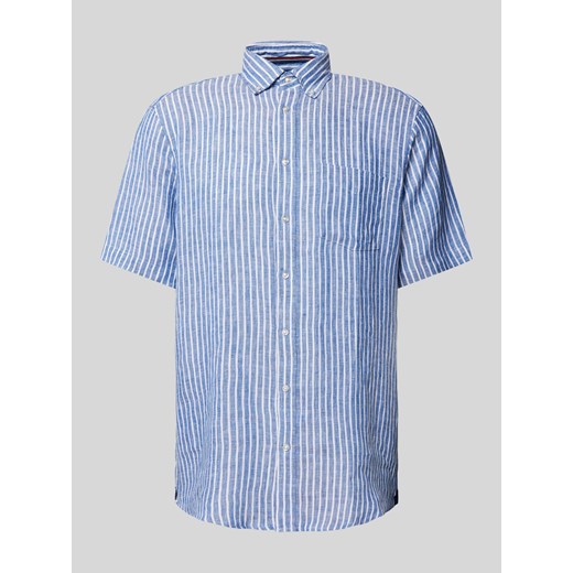 Koszula casualowa o kroju slim fit z lnu ze wzorem w paski ze sklepu Peek&Cloppenburg  w kategorii Koszule męskie - zdjęcie 170932287