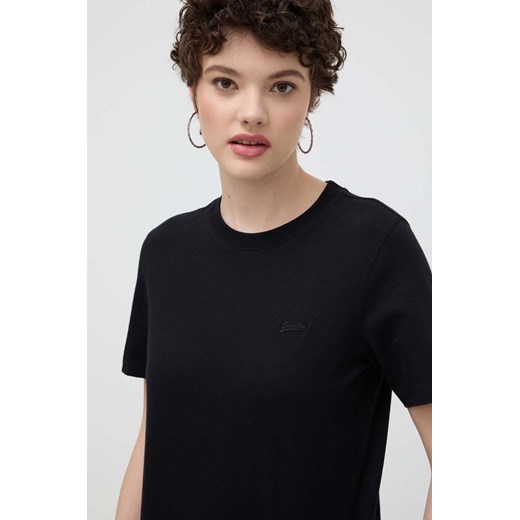 Superdry t-shirt bawełniany damski kolor czarny ze sklepu ANSWEAR.com w kategorii Bluzki damskie - zdjęcie 170938467