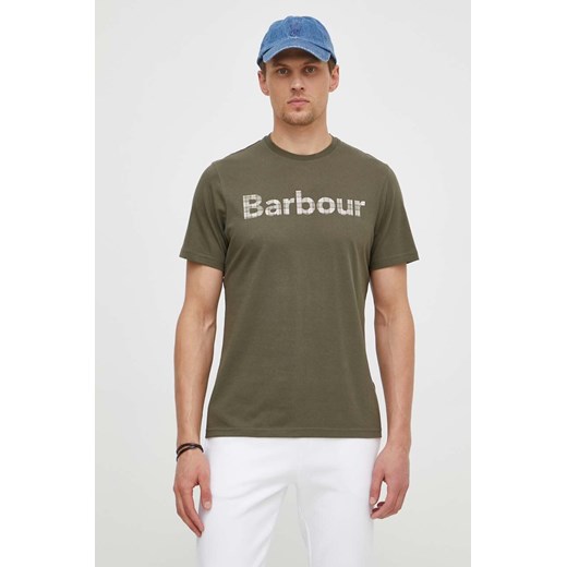 Barbour t-shirt bawełniany męski kolor zielony z nadrukiem Barbour S ANSWEAR.com