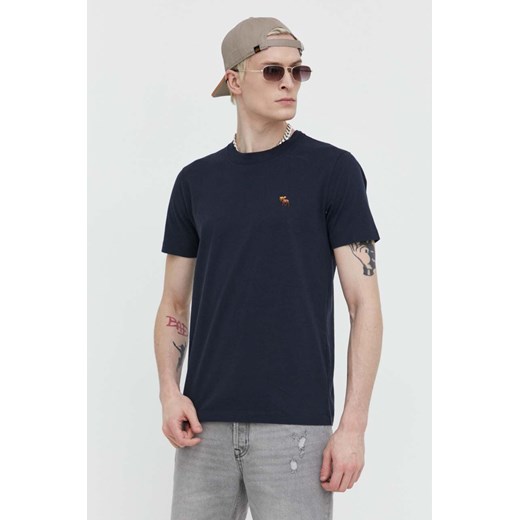 Abercrombie & Fitch t-shirt bawełniany męski kolor granatowy gładki Abercrombie & Fitch M ANSWEAR.com